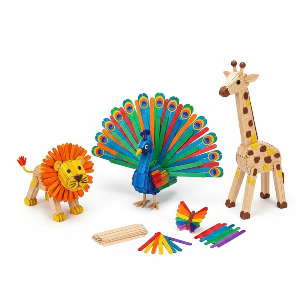 Art Craft With Ice Cream Stick - 50 stuks gekleurde houten ijslollystokjes voor