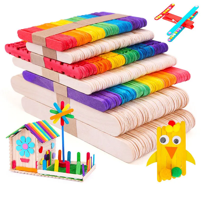 Art Craft With Ice Cream Stick - 50 Stuks Houten Ijslolly Stokken Natuurlijke