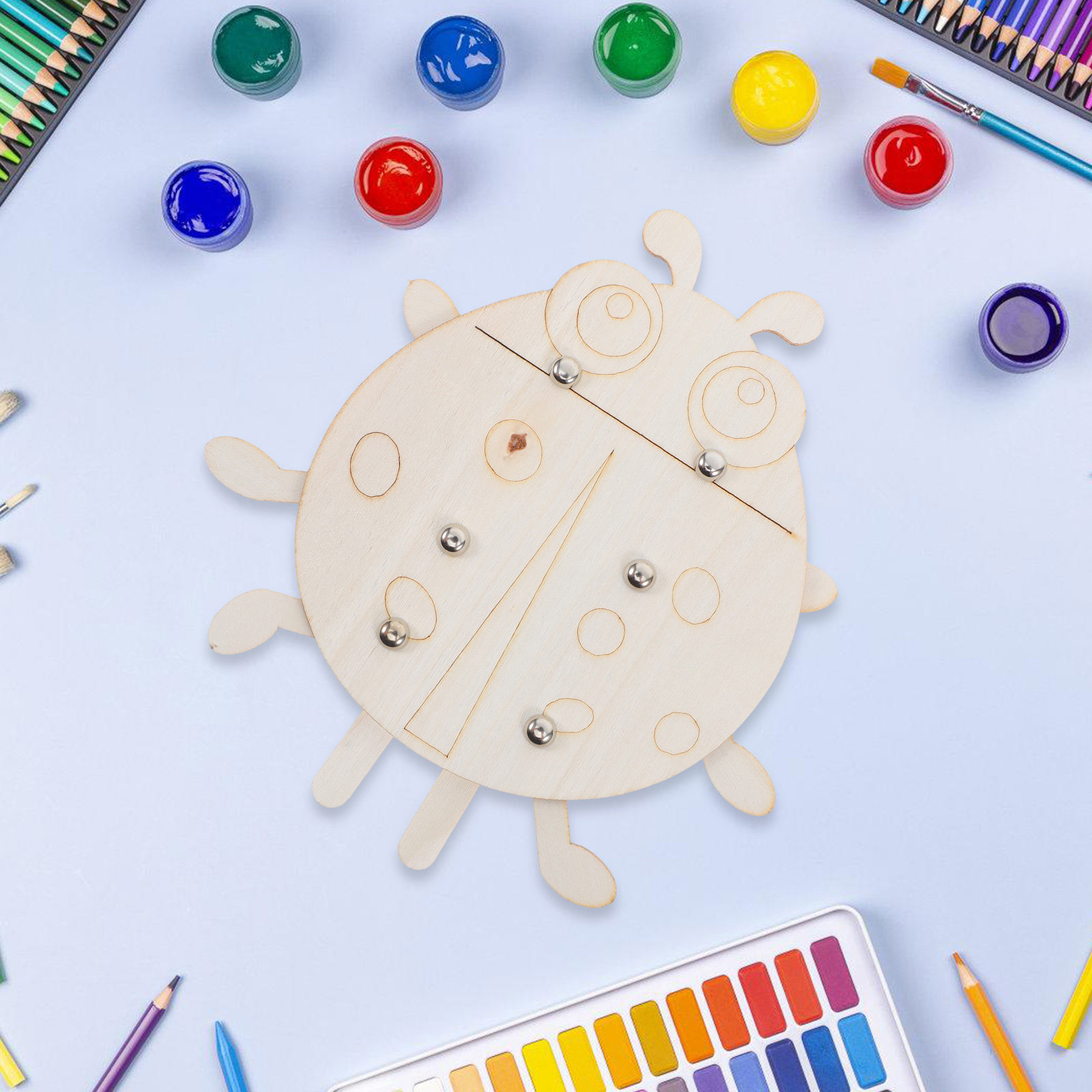 Art Craft Ladybug - 6 stuks onafgewerkte houten lieveheersbeestjes knutselset