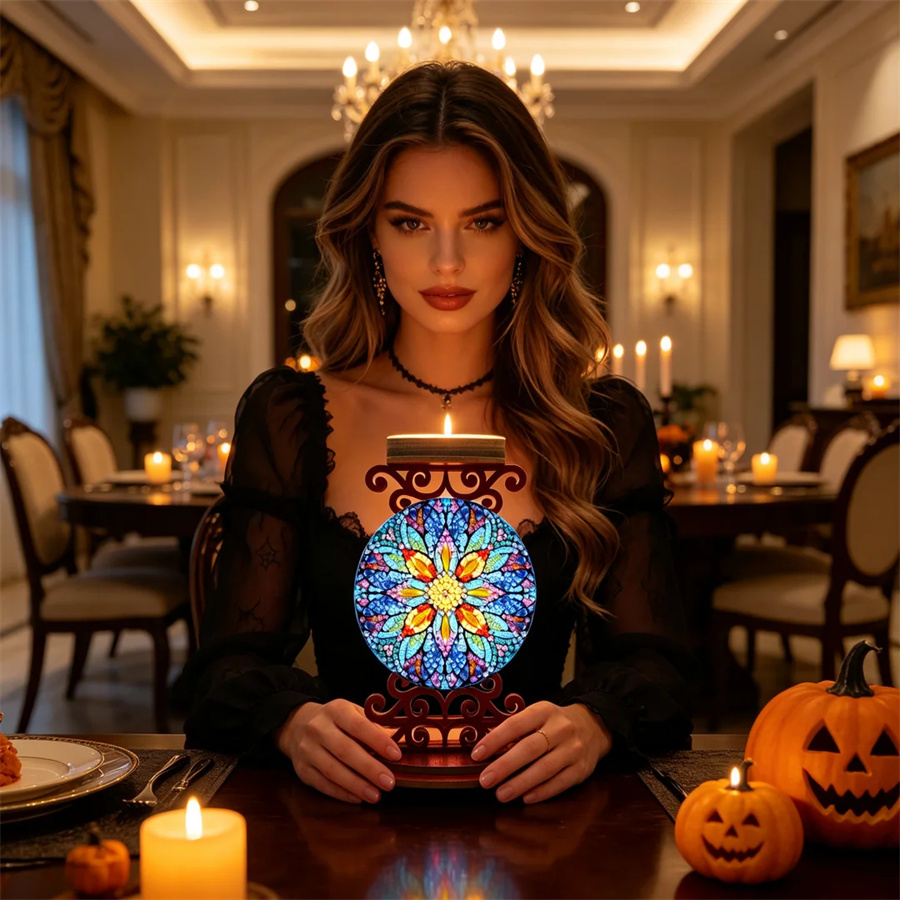 Art Craft Halloween - Bloemenkaarsenhouder Halloween-cadeau Diamant Schilderij Sets Boor