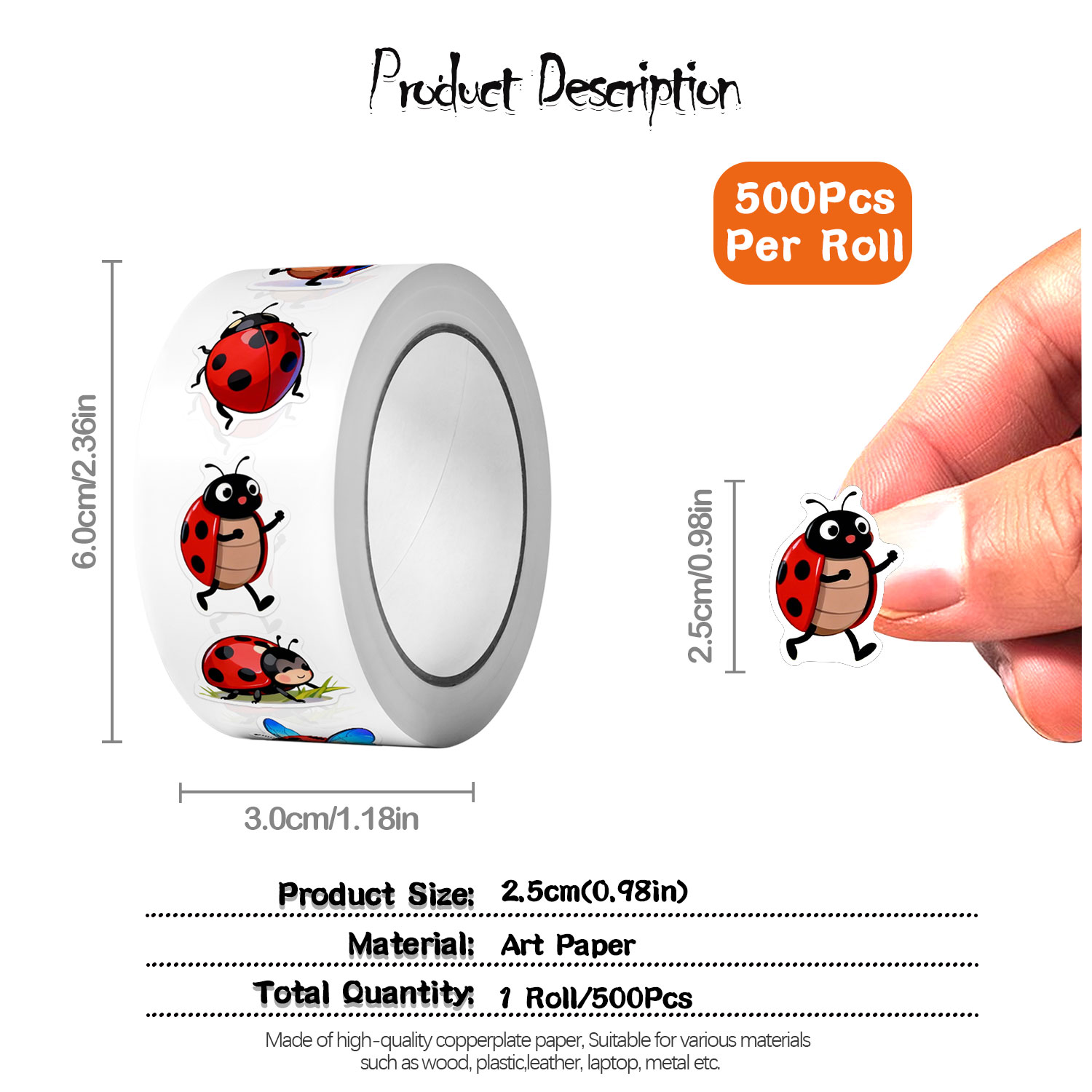 1 Rol (500 Stuks) 10 Onregelma - Art Craft Ladybug recensie en prijs